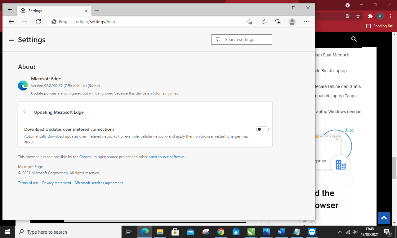 Cara update Microsoft Edge ke Versi Terbaru